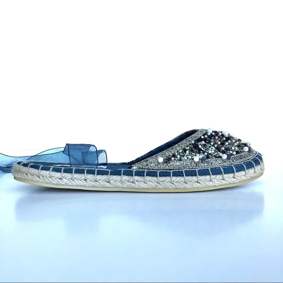 Embellished Lace Up Ballet Espadrilles - Picture 6 of 11
